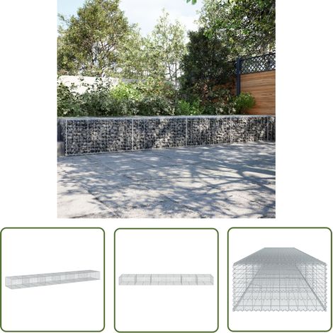 vidaXL Gabione mit Deckel 600x100x50 cm Verzinktes Eisen (1/5)