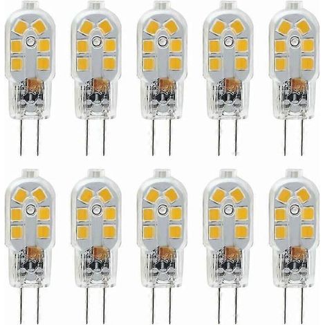 Ampoule LED G4 12 V, 1 W équivalent à une ampoule halogène de 10 W, 200 lm sans scintillement, blanc chaud 3 000 K, angle d'éclairage de 360°, non dimmable, lot de 10 (1/4)