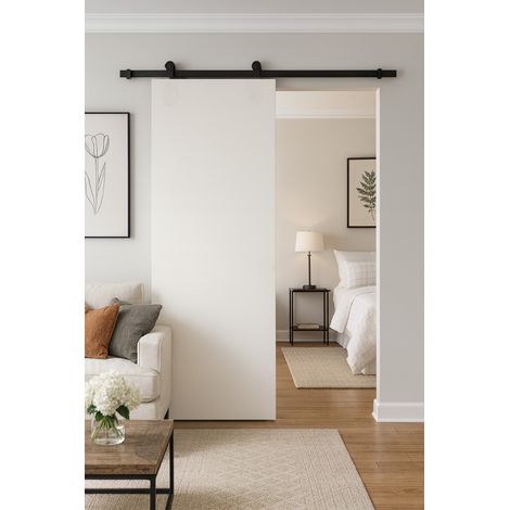 Porte Coulissante Blanc Pur Lacdor  H204 X L73 Cm, Rail Roulettes Gd Menuiseries