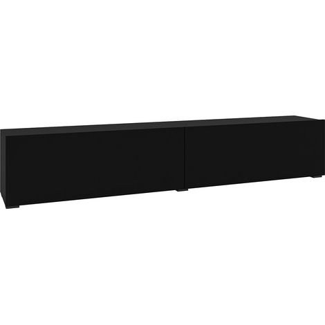 Meuble TV 2 portes 180 cm Glora Noir (1/5)