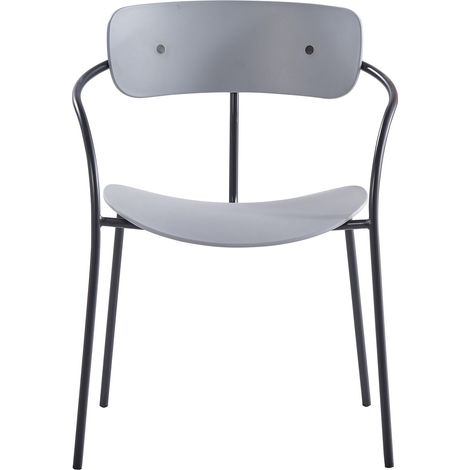 Juego de 2 sillas de diseño con reposabrazos gris claro ALEXIA