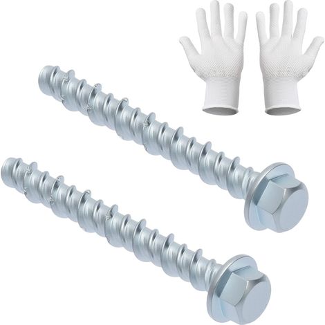 20 pièces de vis à béton M6x60 sans chevilles, tête hexagonale avec gants, vis à béton pour maçonnerie, béton, bricolage, projets industriels (1/5)