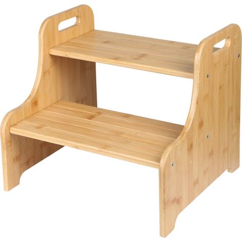 Tabouret Enfants - Repose-Pieds Bois 2 Marches - Pour Cuisine Salle De Bain Chambre - Charge Max 159 Kg - Dimensions 38 2 X 34 X 33 2 Cm - 1 Pièce (1/5)