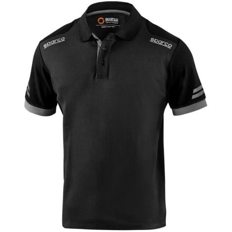 Polo technique Sparco Toledo en coton et polyester noir/gris fonce' taille M avec bandes re'fle'chissantes haute visibilite' sur la manche Nero/Grigio Scuro M