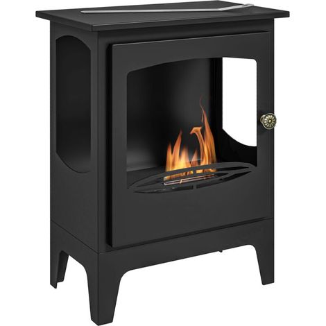 Cheminée à l'éthanol sur pieds style contemporain avec réservoir 1,2Lenviron couverture 25 m² 39 x 26 x 54 cm noir (1/5)