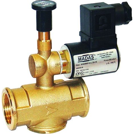 Normal geöffnetes Gasmagnetventil 6 bar ohne Spule, Modell RO 02 - 1/2" - Achsabstand 55