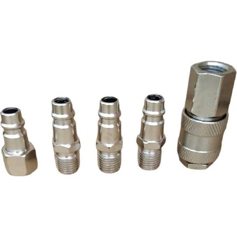 TRADE SHOP - Set 5 Innesti Rapidi Per Tubo Aria Compressa Connettori Quick 1/4 Raccordi Compressore -