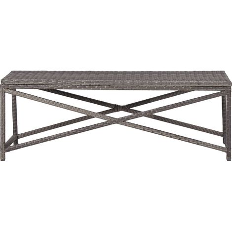 Banc de jardin Banc extérieur Banquette de jardin 120 cm Résine tressée Gris (1/5)