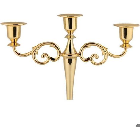 Chandelier 3 Branches Doré de Style Rétro, Bougeoir Candélabre en Métal Décoratif Vintage pour Mariage, Dîner, Fête, Tabl (1/4)