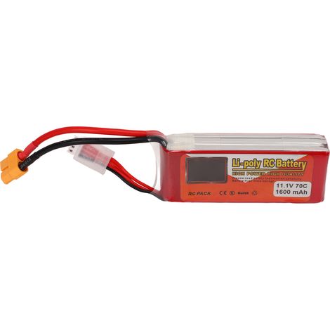 Batterie LiPo 3S 11.1V 1600mAh 70C avec connecteur XT60 - Courant de sortie stable pour modélisme RC (1/5)