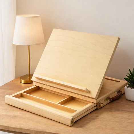 Chevalet de table en bois de hêtre avec tiroir de rangement (1/5)