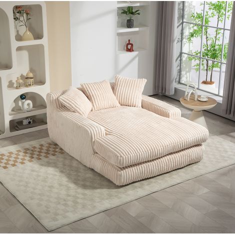 Sillón relax 125×155×63cm pana beige sin montaje (1/5)