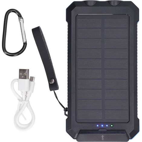 Banque d'énergie solaire portable 30000mAh bleue avec lampe de poche LED de camping pour randonnée extérieure (1/5)