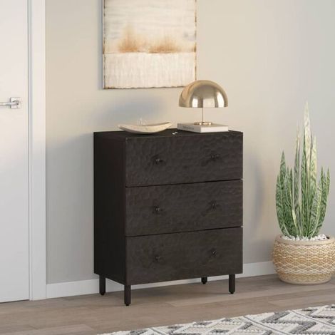 Meuble de Rangement Latéral en Bois de Manguier Massif, 60x33x75 cm, Armoire de Stockage Élégante pour Salon ou Entrée (1/5)