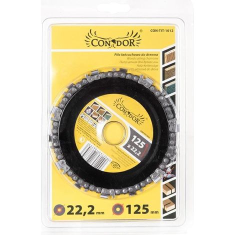 CON-TIT-1012 Disco de cadena 125 mm para madera – Corte rápido y seguro (Diámetro 22,2 mm, 14 dientes)