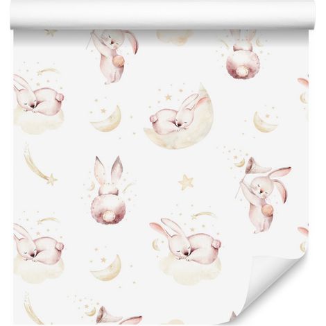 Papier peint Lapins sur nuages pour salon et chambre 50x1000 cm (1/5)