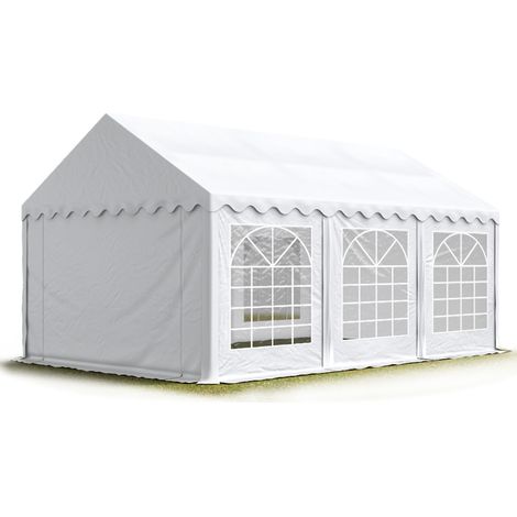 TOOLPORT Carpa para fiestas carpa de fiesta 4x6 m - ignífugo carpa de pabellón de jardín lona PVC 700 N en blanco impermeable