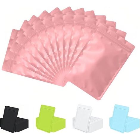 Blickdichte, wiederverschließbare Zip-Beutel, matte Lebensmittelbeutel, luftdichte Zip-Beutel für Einzelhandel und Lagerung (Rosa, 7 x 10 cm) (1/3)
