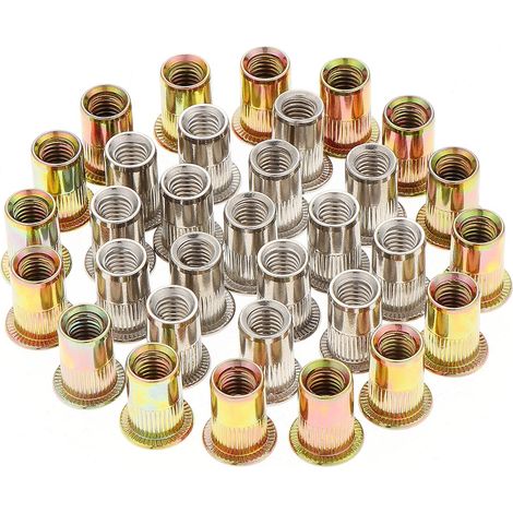 100 Pièces Rivet Écrou M8, Insert M8 Acier Inoxydable, Écrous Rivet Acier Carbon Zingué (1/5)
