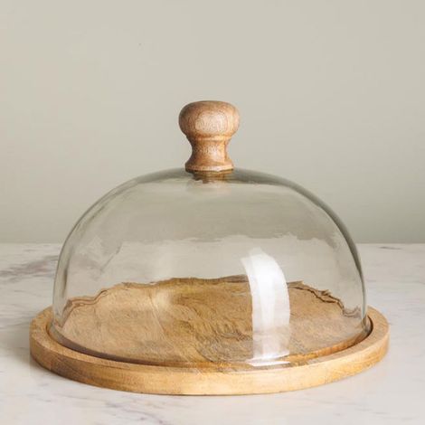 Plateau rond cloche en verre Soledad 19x28cm