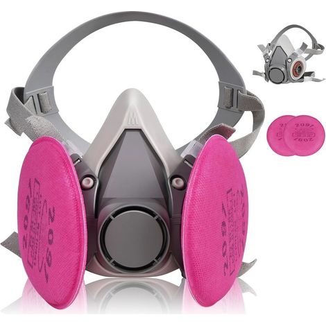 Masque Anti Poussiere Demi-Visage avec 2097 Filtre, Masque Respiratoire Réutilisable pour Peinture,Gaz,Travaux,Produit Chimique, Resine Epoxy (1/5)