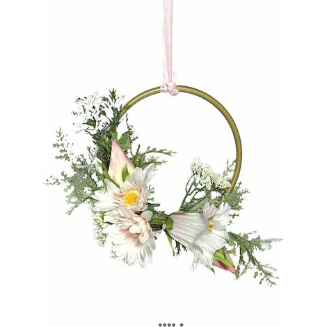 Jolie suspension de fleurs artificielles anneau déco à suspendre