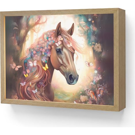 WALL LIGHT Horse - Nature - Flowers - Butterflies - Forest 40x30 cm