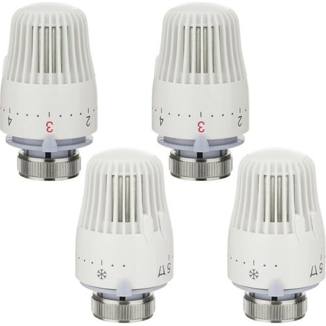 Thermostatic Radiator Head 1 to 5 Adjustment Functions Thermostatic Radiator Tap with Frost Protection for Office and Home, M30 x 1.5, White-Karteo (1/4)
