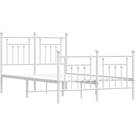 Cadre de lit métal sans matelas et pied de lit blanc 120x190 cm vidaXL (1/5)