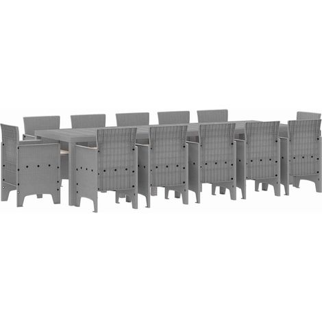 Maison Exclusive - Set da Pranzo per Giardino 13 pz Grigio chiaro Poly Rattan (1/5)