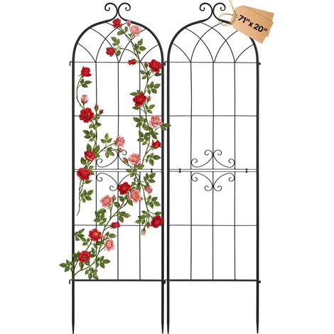 VEVOR Traliccio da Giardinaggio 180x52,5 cm, Set da 2 pz Sostegno in Metallo per Rose Verniciati a Polvere con Design di Connessione, Supporto Metallico Decorativo per Fiori Ortaggi Piante Rampicanti