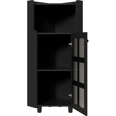 Mueble esquinero negro con iluminación LED y control por APP, MDF, 63,5 x 124 cm (1/5)