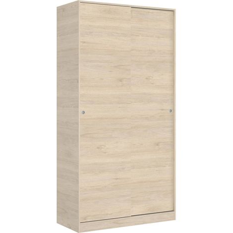 Dmora - Guardaroba Kilimangiaro, Mobile appendiabiti per camera da letto, Armadio con 2 ante scorrevoli, 100x50h204 cm, Rovere, con imballo rinforzato