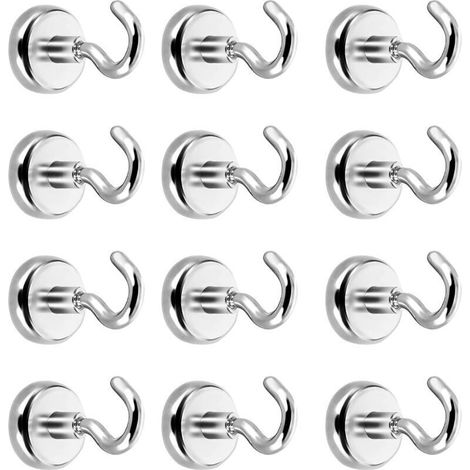 Ganci Magnetici, Ganci con Magneti, Potente Magnete al Neodimio Forza di Attrazione di 5,5 kg (Confezione da 12) (1/5)