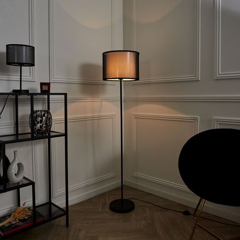 Lampadaire - HOME DECO FACTORY - Double Abatjour - Noir (1/4)