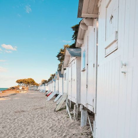 Tableau sur toile cabanes Noirmoutier 30x30 cm - Impression sur Toile Murale Décorative - Image imprimée en HD sur Toile - Toile sur Châssis en Bois FSC - Fabriqué en France