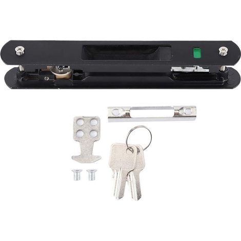 Black sliding window lock – Stainless steel hook lock – Quick installation for sliding doors and windows – 20 x 2.8 cm (1/5)