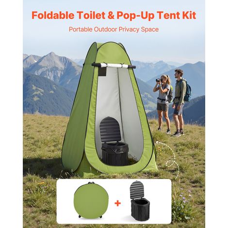 Kit de Toilette de Camping Pliable, Toilette Portable avec Tente Pop-up, pour Domicile Camping Randonnée Extérieur, WC de Voyage av… (1/5)