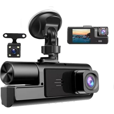 Caméra embarquée 1080p 3 canaux, enregistreur vidéo avant et arrière, grand angle 170°, écran IPS 2 pouces, enregistrement en boucle (1/4)