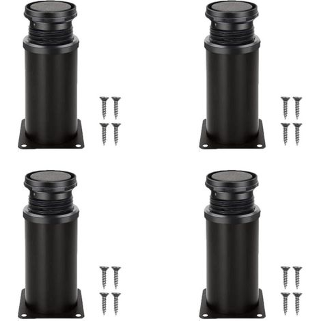 Verstellbare Möbelfüße aus schwarzem Edelstahl, 4er-Set, 50 mm Durchmesser/120 mm Höhe, geeignet für Sofas, TV-Ständer, Schränke und Arbeitsplätze. (1/5)