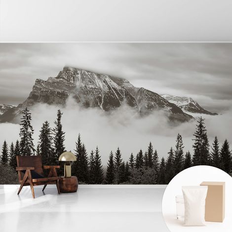 Papier peint intissé mural avec colle pour salon et chambre Décoration murale rapide - Colle incluse gratuite Paysage montagneux 416x254 cm (1/5)