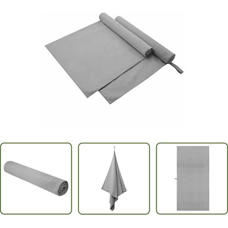 Serviette de fitness - Serviettes de sport 2 pcs Gris foncé 90 x 180 cm (1/5)