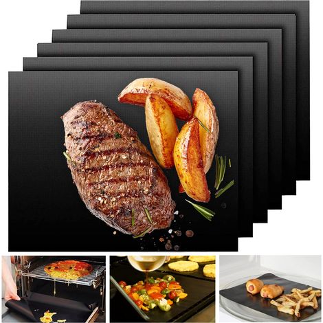 Grillmatten-Set für den Außenbereich (6-teilig)  Hitzebeständig, leicht zu reinigen, Grillzubehör geeignet für Steaks, Hähnchen und Gemüse (1/5)