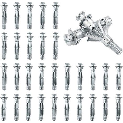 Tasselli per pareti cave - tasselli di espansione in metallo - set di dadi di espansione 30 M6 x 52 mm - perfetti per pareti cave - cartongesso - truciolato - pannelli di compensato (1/5)