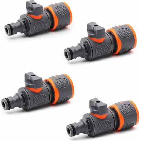 Conector de manguera con válvula de control, paquete de 4 conectores de manguera con válvula de cierre, manguera de jardín de 1/2 pulgada para regulación continua y parada del flujo de agua. (1/5)