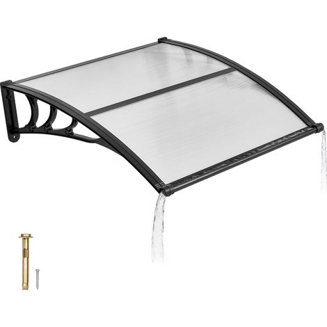 VEVOR Tettoia per Ingresso di Porte Entrata Portici Finestre 96,5x101,7 cm, Pensilina da Sole per Esterno in Policarbonato Trasparente per Finestre di Portici Balconi Terrazza Protezione Pioggia Neve (1/5)