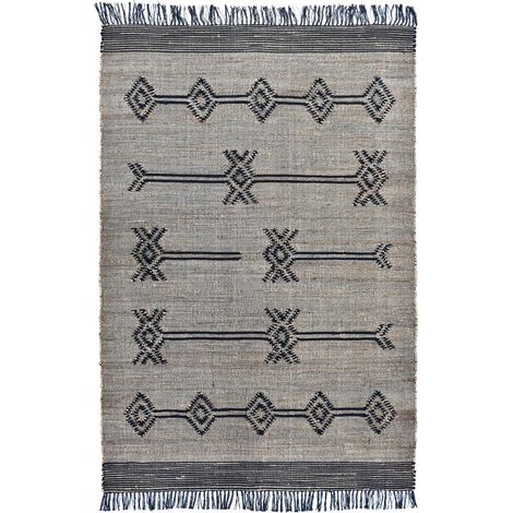 Tapis jute fait à la main 160x230 gris et noir TLIPO