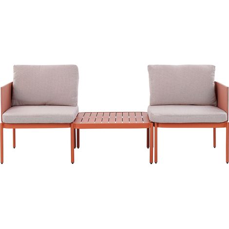 Lounge Set mit Tisch 2-Sitzer TERRACINA Orange Metall (1/5)
