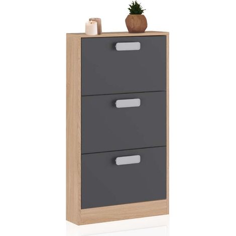 Zapatero de 3 puertas abatibles 60x108 Play Tofe - Gris Grafito (ancho) x 108,1cm (alto) (1/5)
