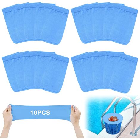 MINKUROW - Calcetines para skimmer de piscina, reutilizables, para cesta de skimmer, calcetines para skimmer de piscina, calcetines de filtro para limpieza de partículas, hojas, cabello (10) (1/5)